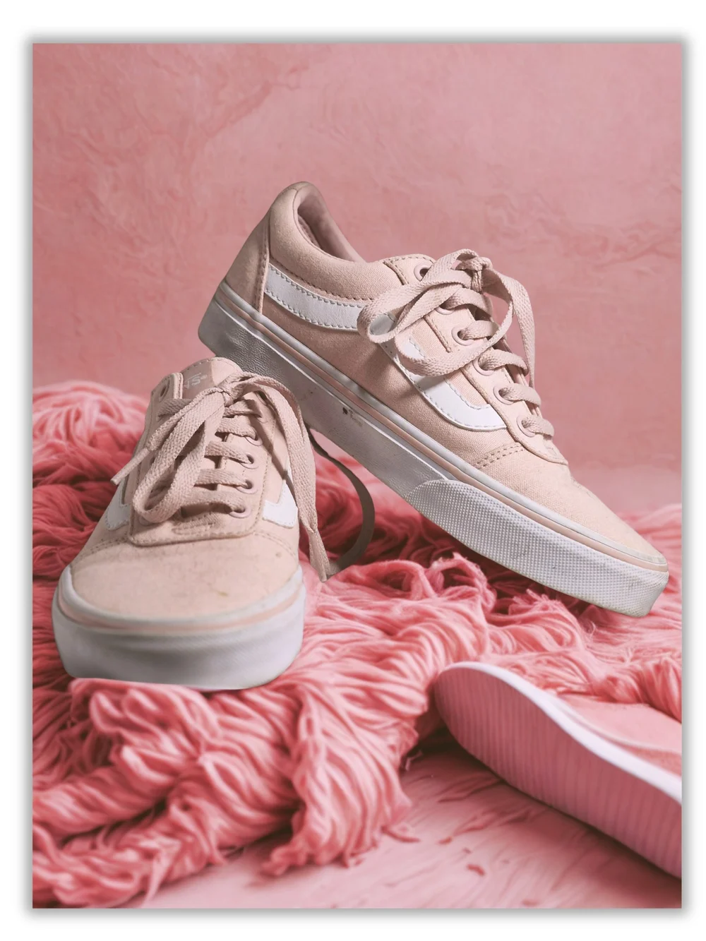 Vans Pink,white,lime Low-Top Lace-Up Skate Sneakers